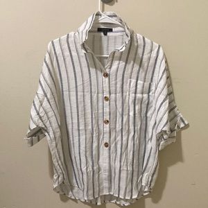 Long Sleeve Button-Down High-Low Shirt